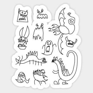 Halloween Monsters & Dinosaurs Illustration Hand Drawn Sticker